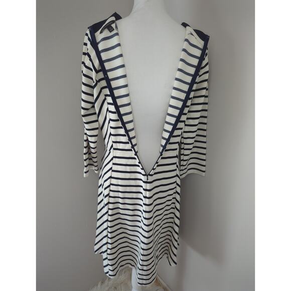 Banana Republic Coastal Knit Fit Flare Striped Sz 16 Zip Up Dress - Picture 5 of 6